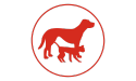 pictogramme de couleur rouge générique illustrant un chien et un chat en sous-poids